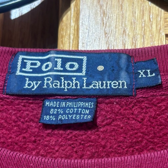 Vintage 90’s Polo Ralph Lauren Spell Out Men's Burgundy Crewneck Sweatshirt XL - Picture 5 of 5